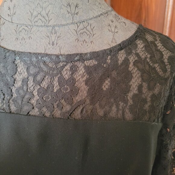 Black Talbots Lace Sleeve Sheath Dress Size 14 Polyester/Nylon Blend For Women - Picture 2 of 6